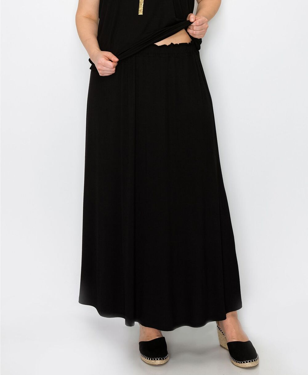 COIN 1804 Elastic Waist Black Maxi Skirt NWT Plus Size 2X